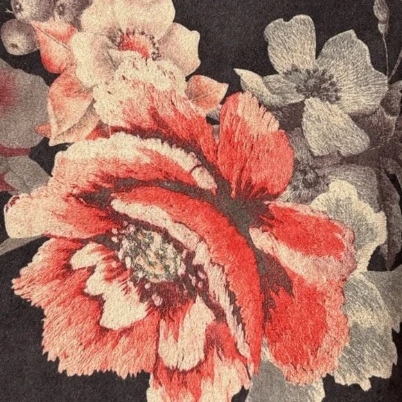 Catherine Malandrino Floral Faux Suede Long Open Front Jacket S - Picture 6 of 7